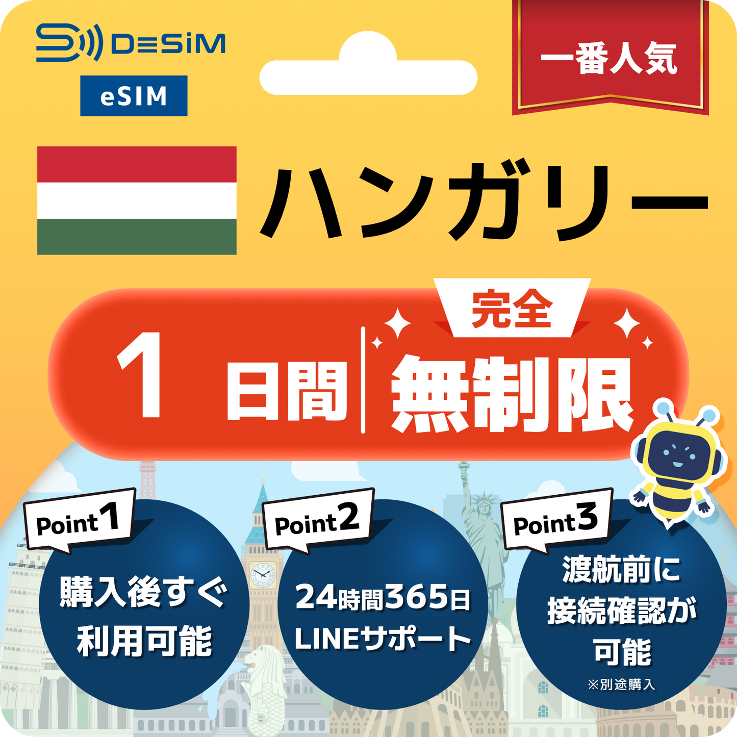 ハンガリー eSIM（1~30日間） 完全無制限eSIM 即日開通 テザリング対応
