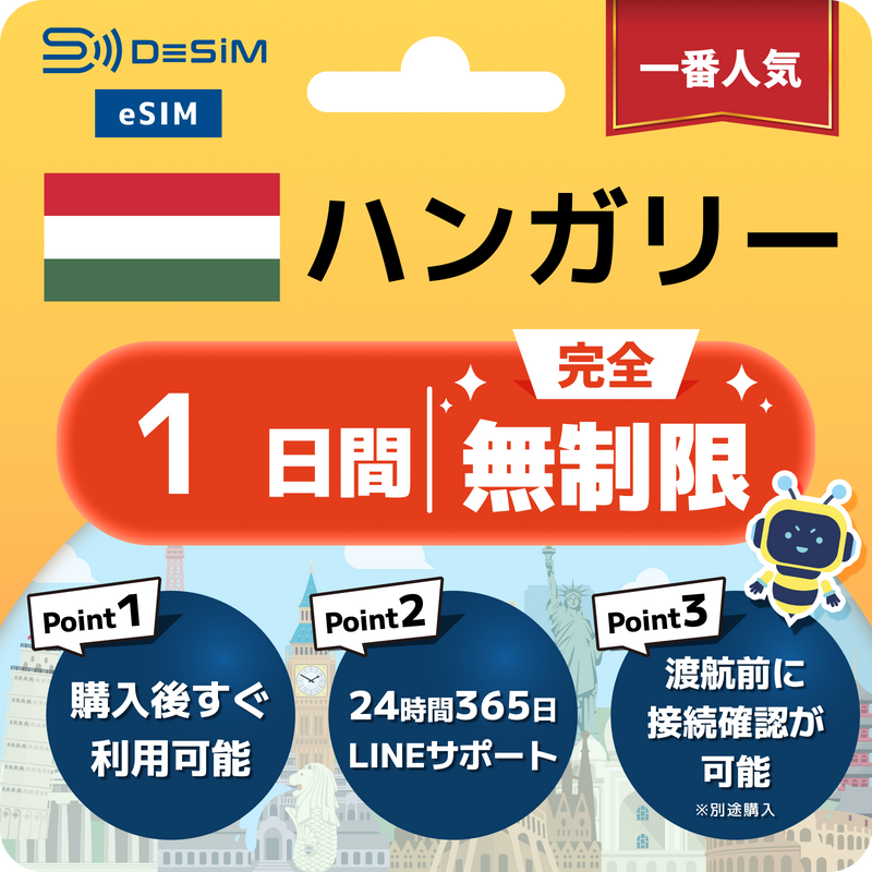 ハンガリーeSIM 完全無制限（1〜30日間）