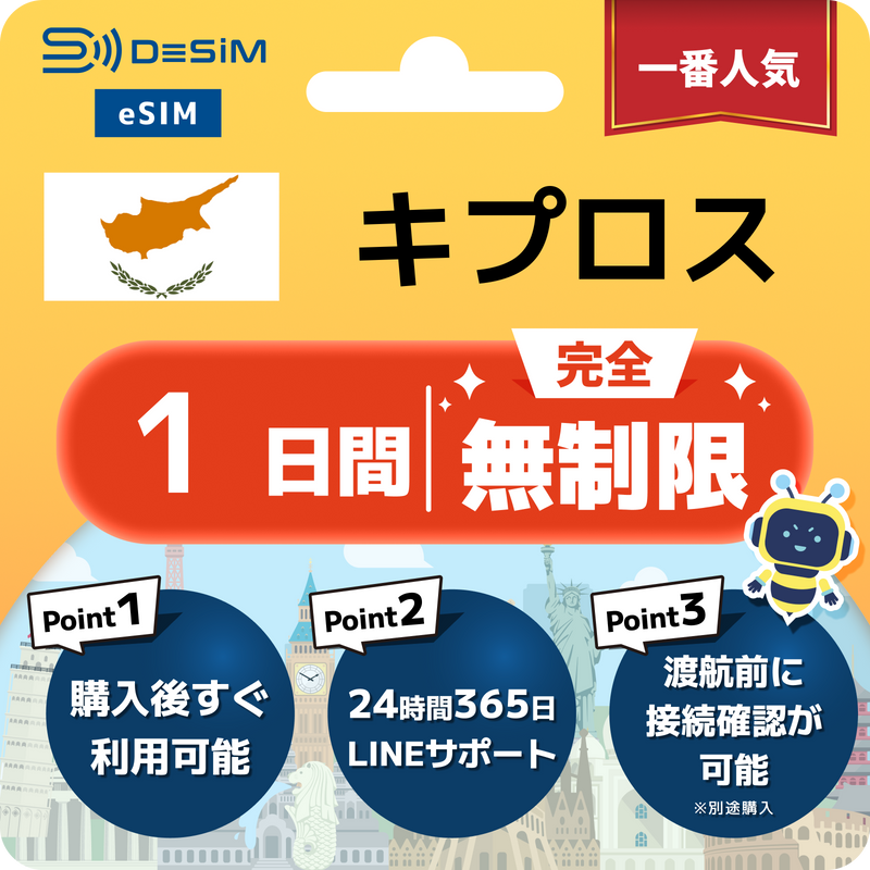 キプロスeSIM 完全無制限（1〜30日間）