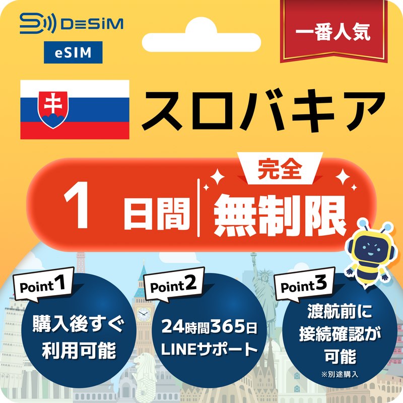 スロバキアeSIM 完全無制限（1〜30日間）