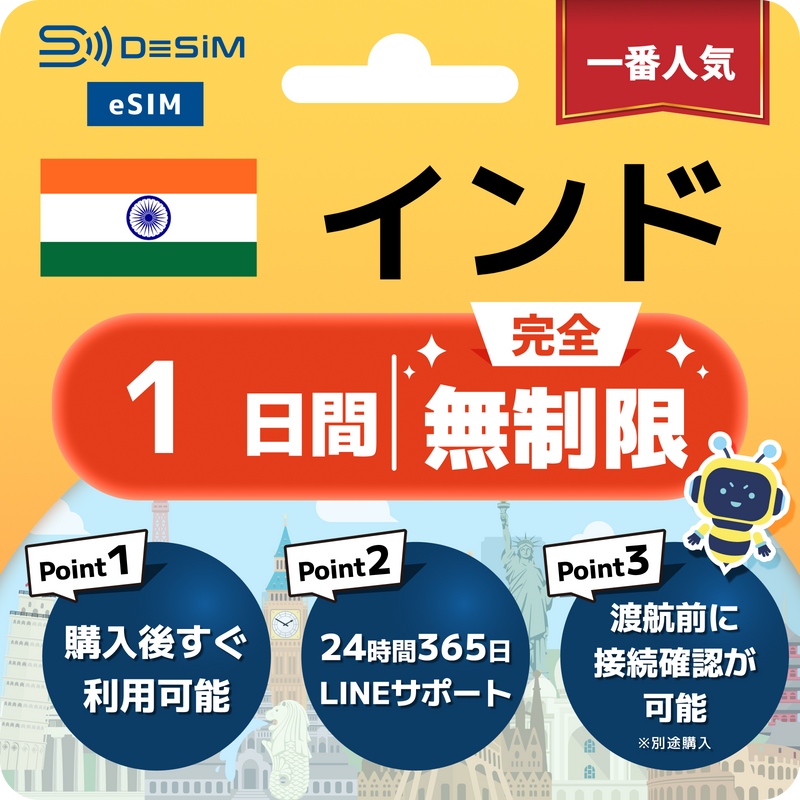 インドeSIM 完全無制限（1〜30日間）