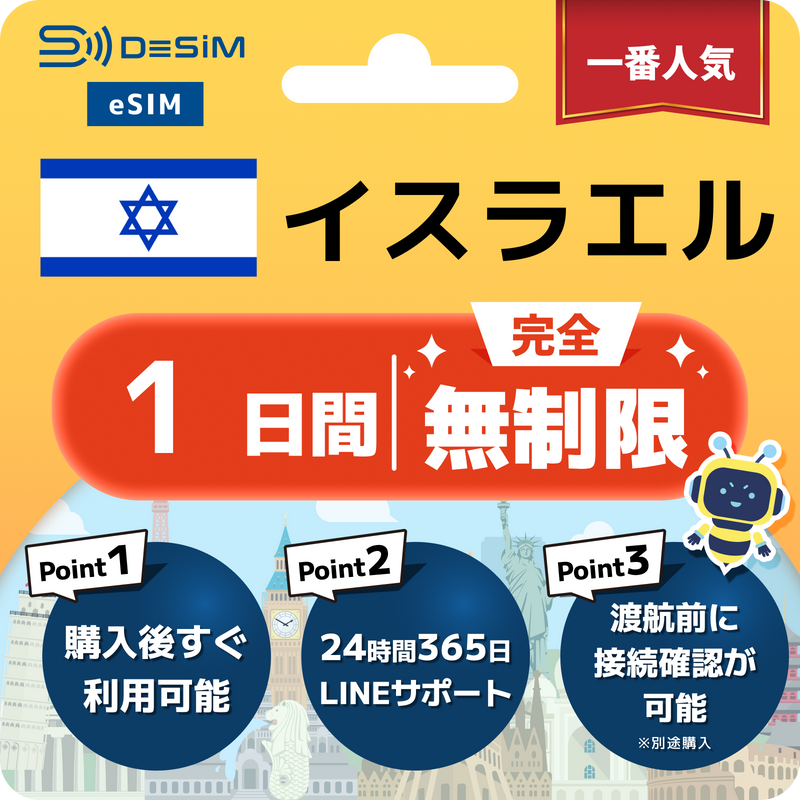 イスラエルeSIM 完全無制限（1〜30日間）