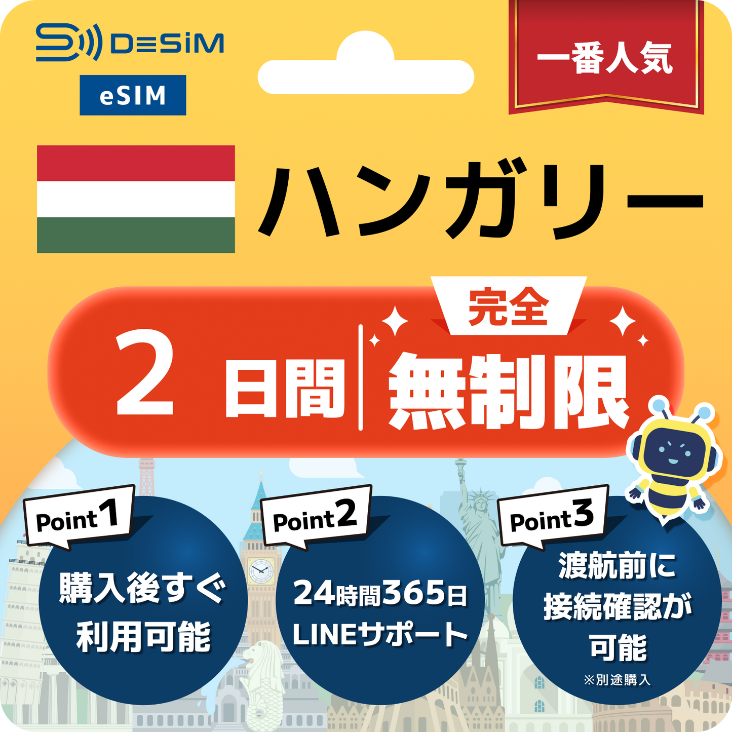 ハンガリー eSIM（1~30日間） 完全無制限eSIM 即日開通 テザリング対応