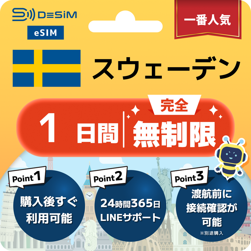 スウェーデンeSIM 完全無制限（1〜30日間）