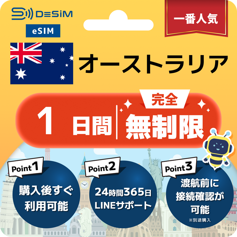 オーストラリアeSIM 完全無制限（1〜35日間）