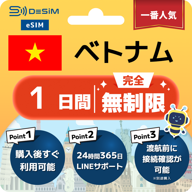 ベトナムeSIM 完全無制限（1〜30日間）