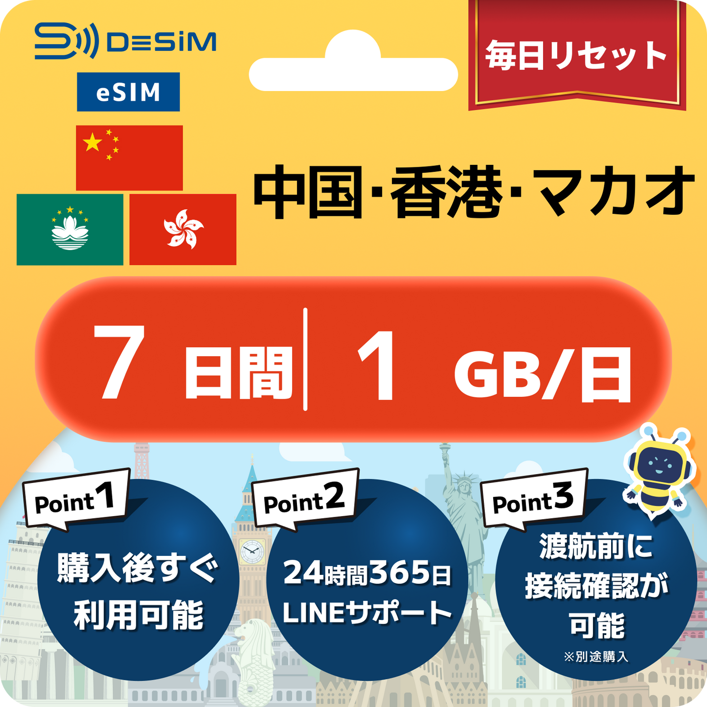 中国・香港・マカオ eSIM（ 1~10日間）500MB～50GB選択可能 VPN不要でYoutubeやSNSを利用可能！