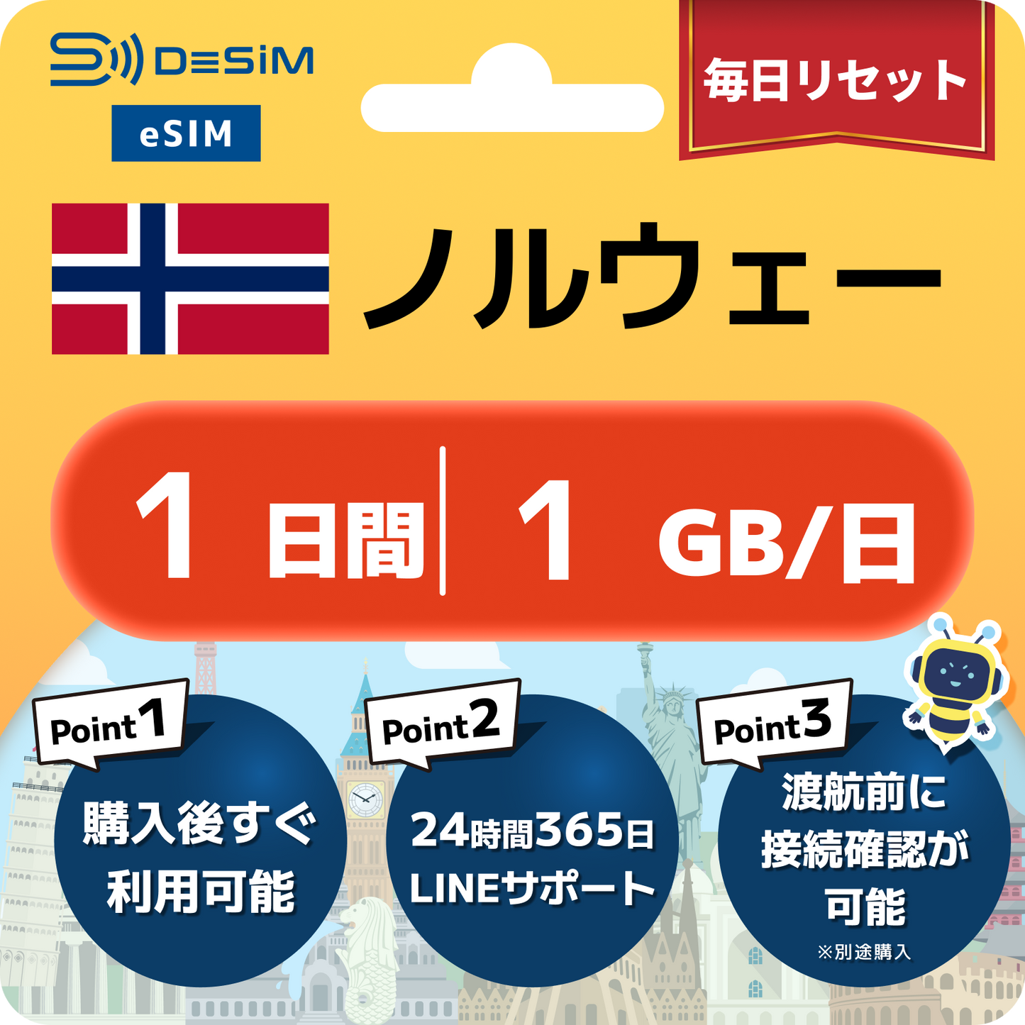 ノルウェー eSIM（ 1~10日間）500MB～50GB選択可能 即日開通 テザリング対応