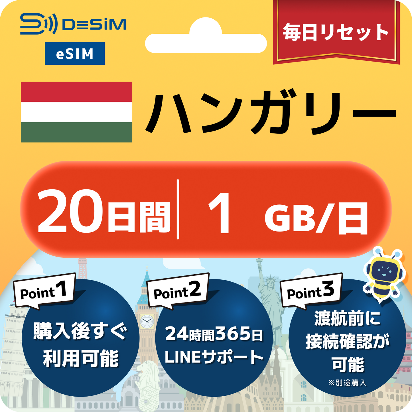 ハンガリー eSIM（11~20日間）500MB～50GB選択可能 即日開通 テザリング対応