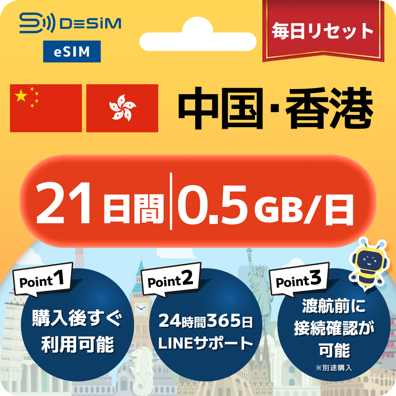 中国・香港eSIM 容量が選べる