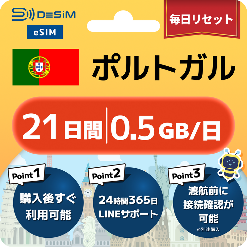 ポルトガルeSIM 容量が選べる