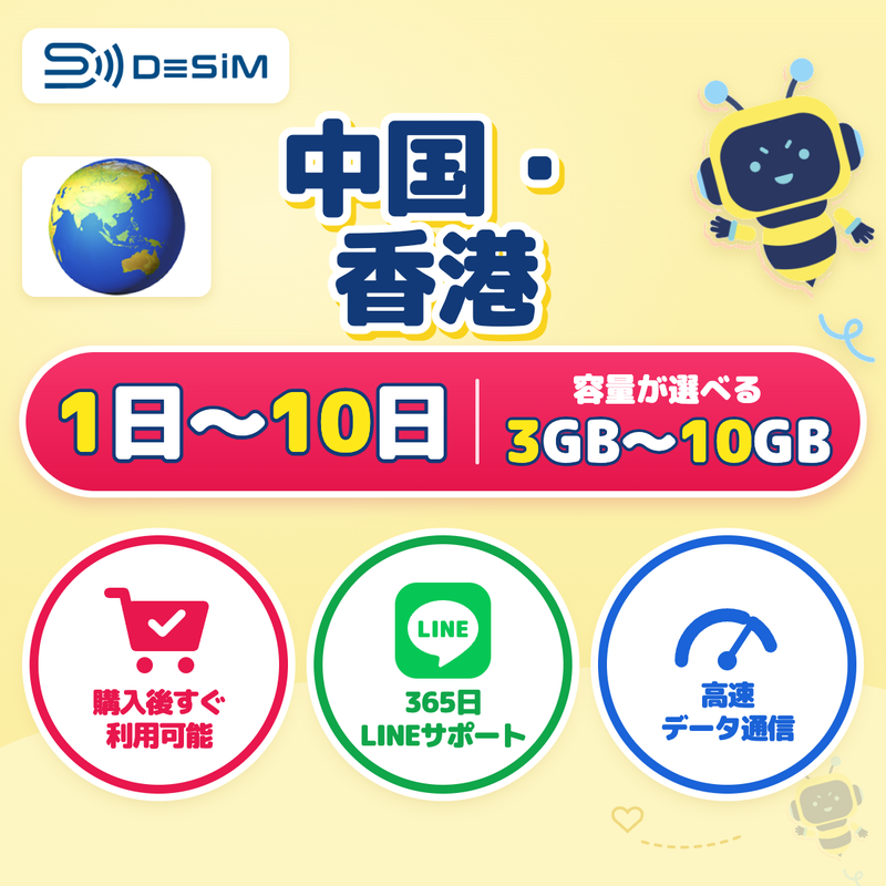 中国・香港eSIM 容量が選べる