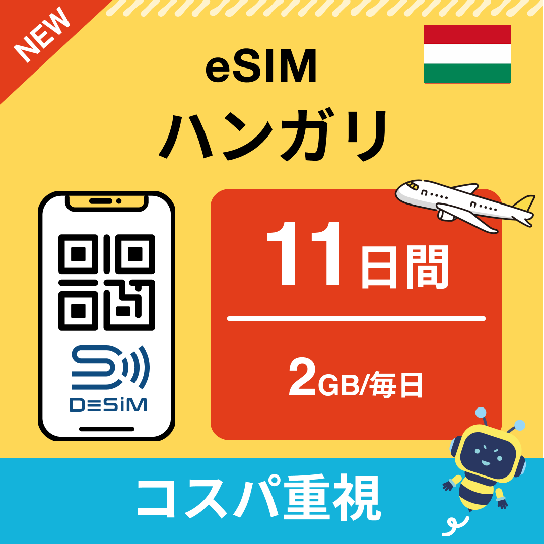 ハンガリー eSIM（11~20日間）500MB～50GB選択可能 即日開通 テザリング対応