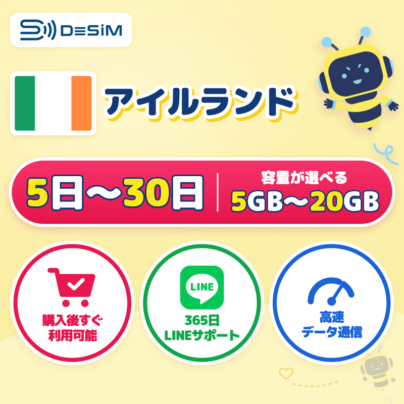 アイルランドeSIM 容量が選べる