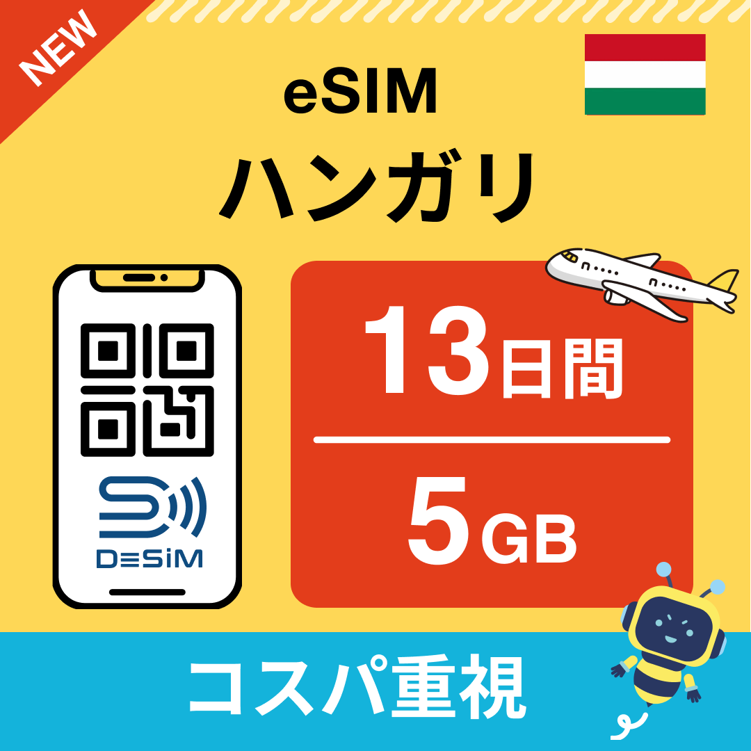 ハンガリー eSIM（11~20日間）500MB～50GB選択可能 即日開通 テザリング対応